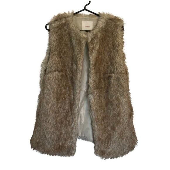 Pull And‎ Bear Faux Fur Vest Women’s Size L - Neutral Mobwife Statement Piece - Picture 1 of 8
